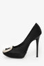 Roger Vivier Black Satin Crystal Embellished Buckle Heels Size 36