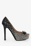 Salvatore Ferragamo Black Studded Bow Detail Heels Size 6