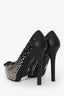Salvatore Ferragamo Black Studded Bow Detail Heels Size 6