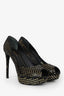 Louis Vuitton Black Leather Sequin Embellished Peep Toe Heels Size 35.5