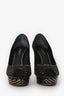 Louis Vuitton Black Leather Sequin Embellished Peep Toe Heels Size 35.5