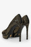 Louis Vuitton Black Leather Sequin Embellished Peep Toe Heels Size 35.5