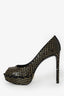 Louis Vuitton Black Leather Sequin Embellished Peep Toe Heels Size 35.5