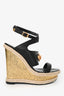 Versace Black Leather Medusa Espadrille Heels Size 36
