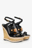 Versace Black Leather Medusa Espadrille Heels Size 36