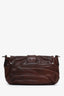 Prada Brown Leather Tessuto Buckle Flap Canvas Strap Bag