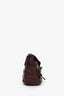 Prada Brown Leather Tessuto Buckle Flap Canvas Strap Bag