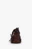 Prada Brown Leather Tessuto Buckle Flap Canvas Strap Bag