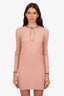 Gucci Light Pink Long Sleeve Keyhole Detail Mini Dress Size XXS