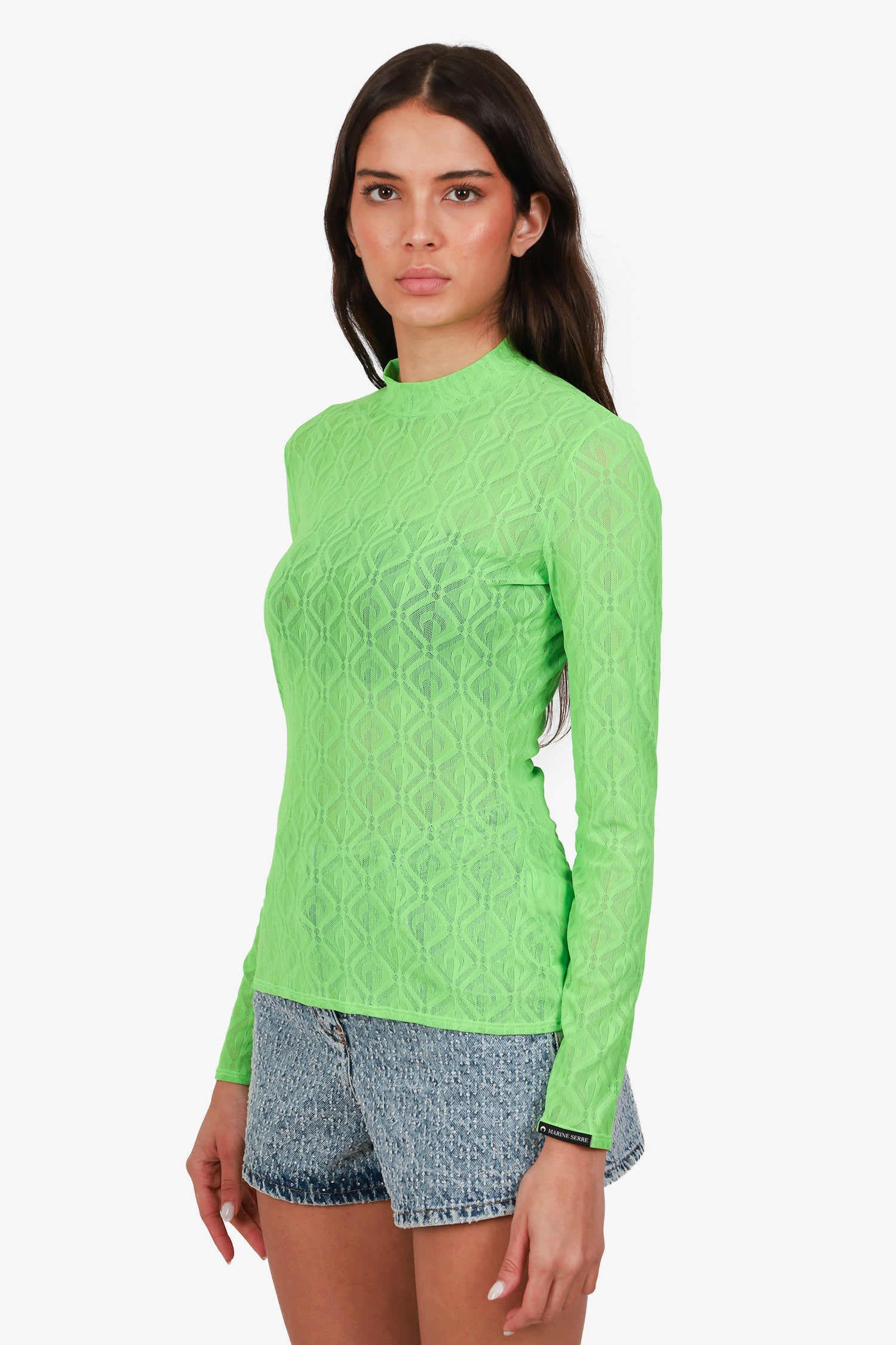 トップス MARINE SERRE Marine Serre Green Lace Long Sleeve Top Size M – Mine & Yours