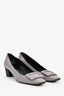 Roger Vivier Grey Leather Square Toe Pumps Size 9