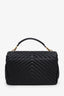 Saint Laurent Black Chevron Leather Medium College Bag With Chain