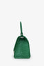 Balenciaga Green Croc Embossed Small Hourglass Top Handle Bag With Strap