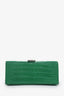 Balenciaga Green Croc Embossed Small Hourglass Top Handle Bag With Strap