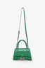 Balenciaga Green Croc Embossed Small Hourglass Top Handle Bag With Strap