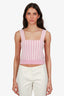 Pre-Loved Chanel™ 2025 Pink/White Striped Cashmere Cropped Tank Top Size 38