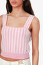 Pre-Loved Chanel™ 2025 Pink/White Striped Cashmere Cropped Tank Top Size 38