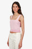 Pre-Loved Chanel™ 2025 Pink/White Striped Cashmere Cropped Tank Top Size 38