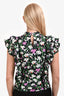 Veronica Beard Black Multicolour Floral Cotton Ruffled Shoulder Sleeveless Top Size 2