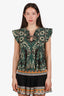 Sea New York Green Patterned Cotton Blouse Size XS