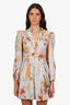 Zimmermann Blue/Yellow Floral Linen Long Sleeve Mini Dress Size 0