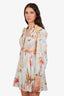 Zimmermann Blue/Yellow Floral Linen Long Sleeve Mini Dress Size 0