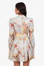 Zimmermann Blue/Yellow Floral Linen Long Sleeve Mini Dress Size 0