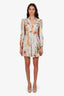 Zimmermann Blue/Yellow Floral Linen Long Sleeve Mini Dress Size 0