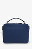 Prada Blue Saffiano Leather Brique Handle Bag With Strap