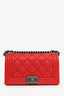 Pre-Loved Chanel™ 2013-14 Red Lambskin Medium Boy Bag