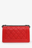 Pre-Loved Chanel™ 2013-14 Red Lambskin Medium Boy Bag
