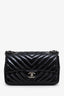 Pre-Loved Chanel™ 2009-10 Black Patent Chevron Medium Single Flap Bag