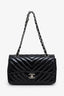 Pre-Loved Chanel™ 2009-10 Black Patent Chevron Medium Single Flap Bag