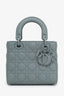 Christian Dior 2021 Grey Matte Cannage Leather Small Lady Dior Top Handle With Strap