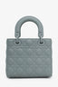 Christian Dior 2021 Grey Matte Cannage Leather Small Lady Dior Top Handle With Strap