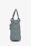 Christian Dior 2021 Grey Matte Cannage Leather Small Lady Dior Top Handle With Strap
