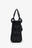 Christian Dior 2022 Black Diamond Embossed Leather Mini Lady Dior Top Handle With Strap