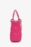 Christian Dior 2018 Pink Cannage Leather Mini Lady Dior Top Handle With Strap GHW