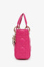 Christian Dior 2018 Pink Cannage Leather Mini Lady Dior Top Handle With Strap GHW
