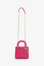 Christian Dior 2018 Pink Cannage Leather Mini Lady Dior Top Handle With Strap GHW