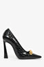 Saint Laurent Black Croc Embossed Chain Detail 'Silvana' Heels Size 36