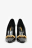 Saint Laurent Black Croc Embossed Chain Detail 'Silvana' Heels Size 36