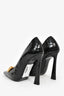 Saint Laurent Black Croc Embossed Chain Detail 'Silvana' Heels Size 36