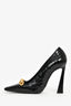 Saint Laurent Black Croc Embossed Chain Detail 'Silvana' Heels Size 36