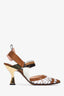 Fendi Brown/Gold Leather PVC Zucca Slingback Heels Size 37.5