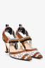 Fendi Brown/Gold Leather PVC Zucca Slingback Heels Size 37.5