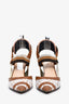 Fendi Brown/Gold Leather PVC Zucca Slingback Heels Size 37.5