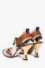 Fendi Brown/Gold Leather PVC Zucca Slingback Heels Size 37.5