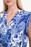 Halogen Blue/White Printed Ruffled Midi Dress Size 1