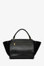 Celine 2012 Black Croc Embossed Leather Medium Trapeze Shoulder Bag